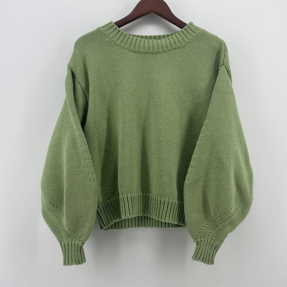 Princess Polly Sage Green Chunky Knit Balloon Sleeve Sweater SM Pullover - Picture 1 of 8